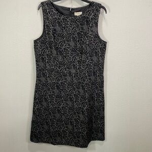 Loft floral jacquard black dress midi‎